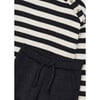 Girl Striped Sweatshirt and Pants Set, Black - Mixed Apparel Set - 3 - thumbnail