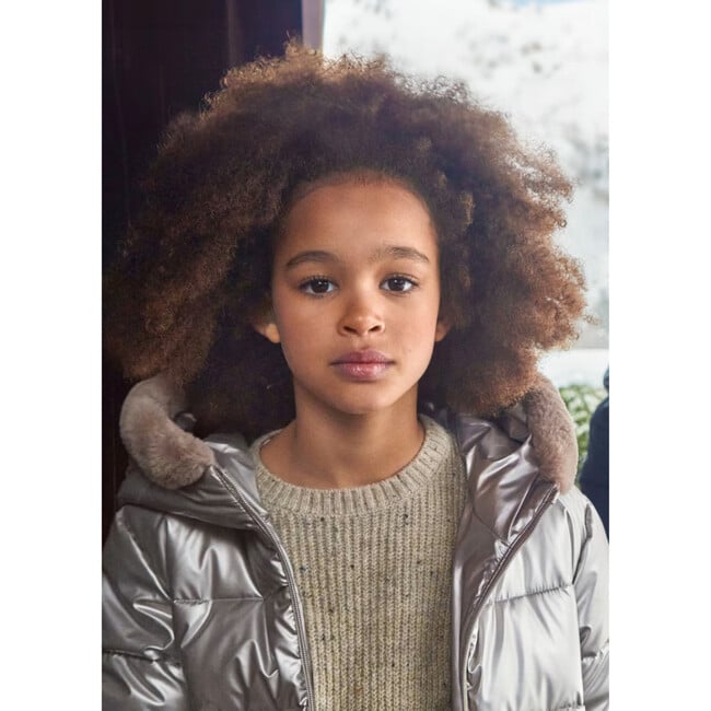 Girl's Fur Hooded Jacket, Pink - Jackets - 3