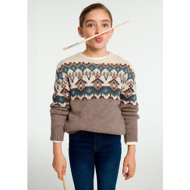 Girl Sweater, Beige - Sweaters - 3