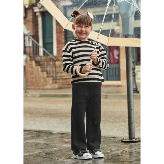 Girl Striped Sweatshirt and Pants Set, Black - Mixed Apparel Set - 4