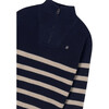 Striped Zip-Neck Sweater For Boys, Navy - Sweaters - 2