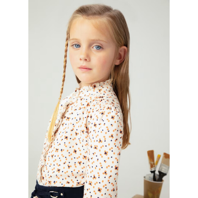 Girl Ruffle Print Blouse, Florals - Blouses - 3