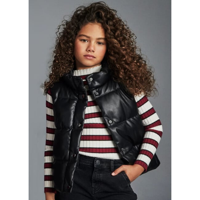 Girl Padded Vest, Black - Vests - 3