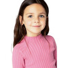 Girl Ribbed Turtleneck, Pink - Sweaters - 3 - thumbnail