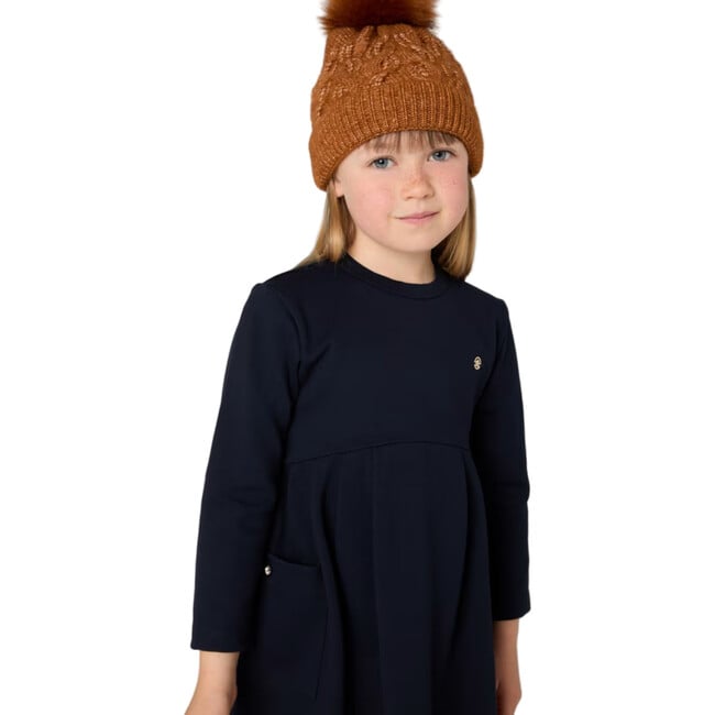 Girl's Roma Knit Dress, Navy - Dresses - 3