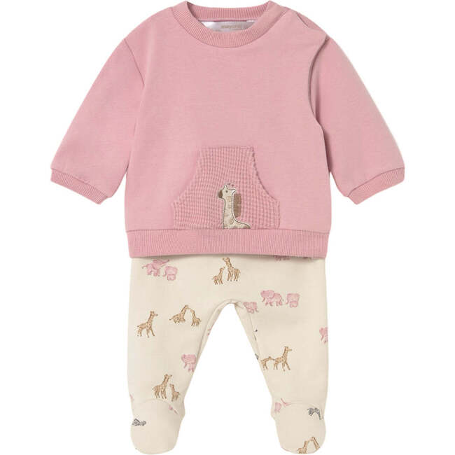 Newborn Girl Pants and Sweatshirt Set, Pink