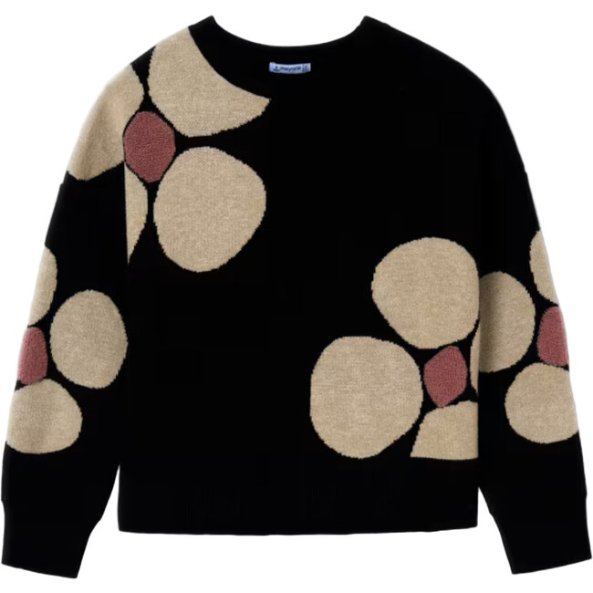 Girl Floral Sweater, Black