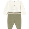 Newborn Knitted Romper, Green - Rompers - 1 - thumbnail