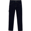 Straight Stitched Jeans For Boys, Navy - Jeans - 1 - thumbnail