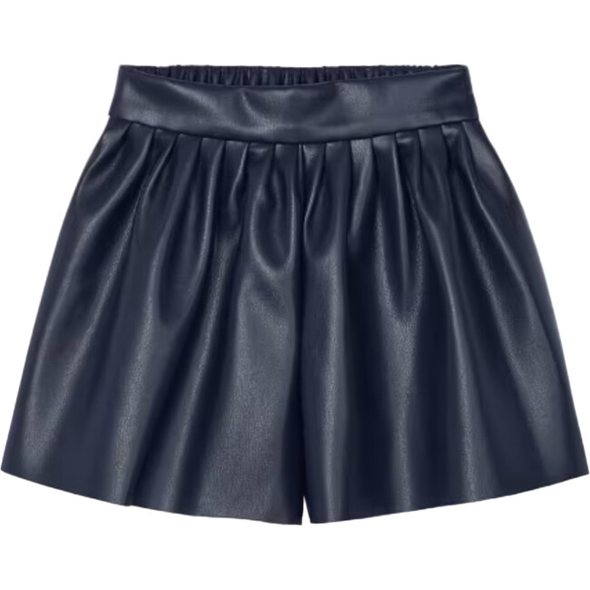 Girl Faux Leather Shorts, Navy