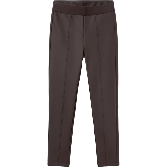 Girl Faux Leather Leggings, Brown