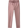 Girl Faux Leather Leggings, Pink - Leggings - 1 - thumbnail