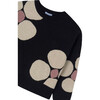 Girl Floral Sweater, Black - Sweaters - 2 - thumbnail