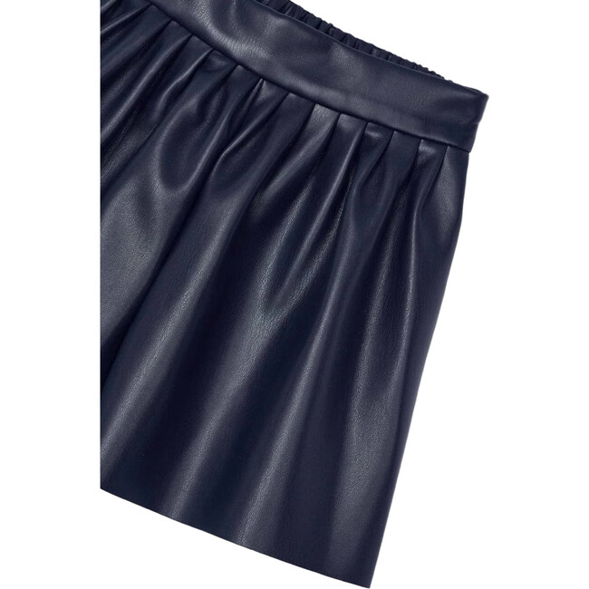Girl Faux Leather Shorts, Navy - Shorts - 2