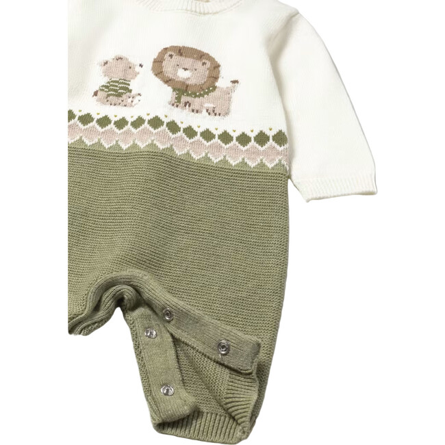 Newborn Knitted Romper, Green - Rompers - 2