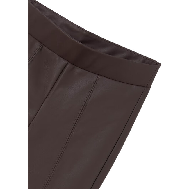 Girl Faux Leather Leggings, Brown