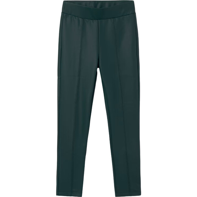 Girl Faux Leather Leggings, Green