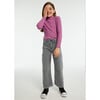Girl Flared Twill Trousers, Grey - Pants - 3 - thumbnail