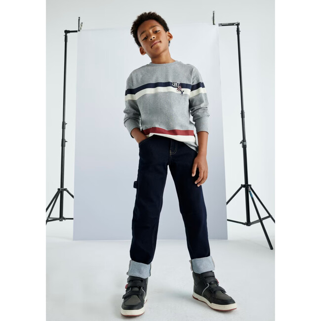 Straight Stitched Jeans For Boys, Navy - Jeans - 4