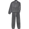 Girl 2 Piece Corduroy Tracksuit, Grey - Jumpsuits - 1 - thumbnail