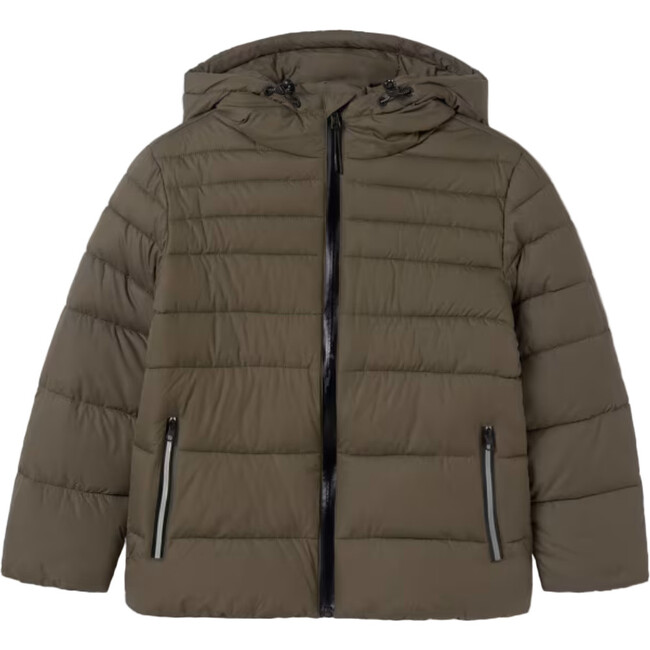 Boys' Quilted Coat With Reflective Details, Brown
