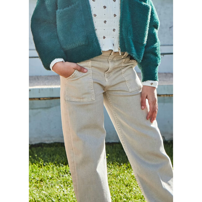 Girl Flared Twill Pants, Grey - Pants - 4