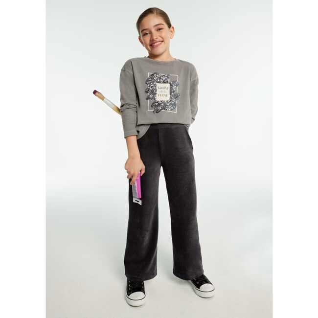 Girl Corduroy Flared Trousers, Black - Pants - 3