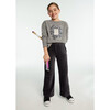 Girl Corduroy Flared Trousers, Black - Pants - 3 - thumbnail