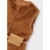 Girl Faux Fur Vest with Belt, Brown - Vests - 3 - thumbnail