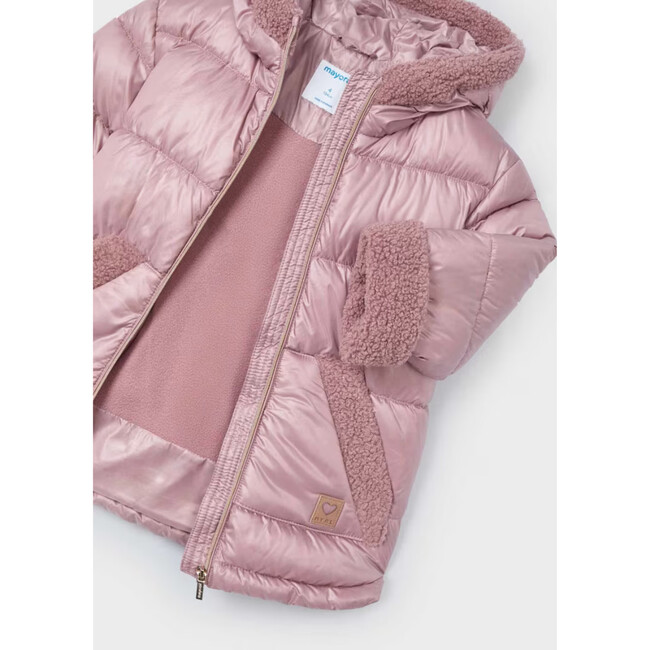 Coat With Fur Details For Girls, Pink - Faux Fur Coats - 2