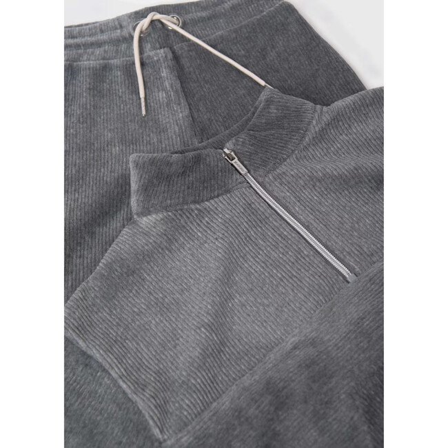 Girl 2 Piece Corduroy Tracksuit, Grey - Jumpsuits - 2