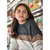 Girl Color Block Sweater, Beige - Sweaters - 3 - thumbnail