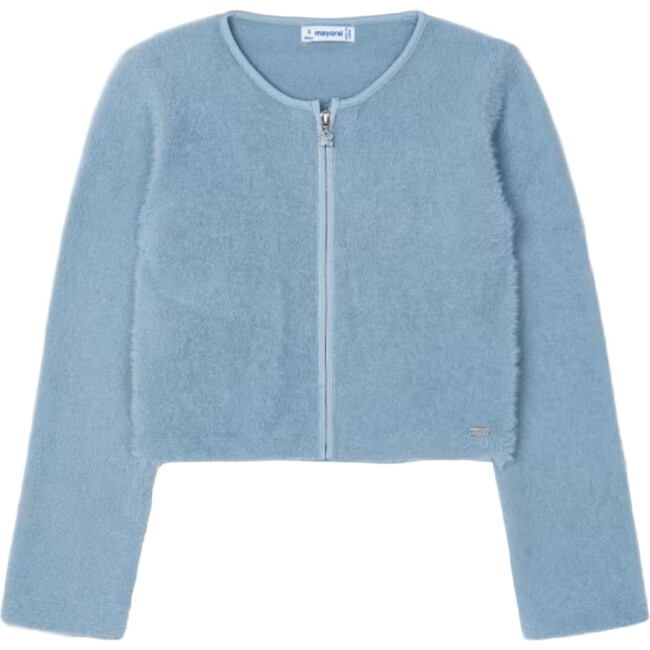 Girl Knit Zip Cardigan, Blue