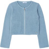 Girl Knit Zip Cardigan, Blue - Cardigans - 1 - thumbnail