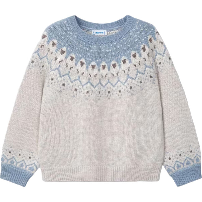 Girl Jacquard Border Sweater, White