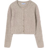 Girl Knit Cardigan, Beige - Sweaters - 1 - thumbnail