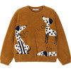 Girl Intarsia Puppy Sweater, Orange - Sweaters - 1 - thumbnail