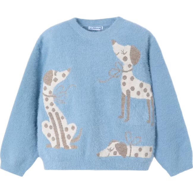 Girl Intarsia Puppy Sweater, Blue