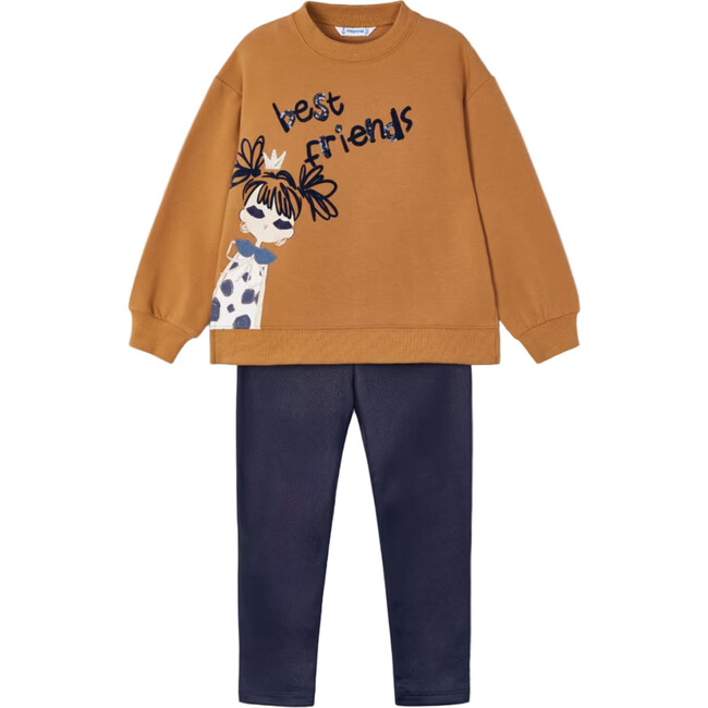 Girl Leggings and Sweatshirt Set, Orange