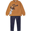 Girl Leggings and Sweatshirt Set, Orange - Mixed Apparel Set - 1 - thumbnail