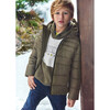 Boys' Quilted Coat With Reflective Details, Brown - Coats - 3