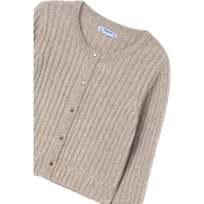 Girl Knit Cardigan, Beige - Sweaters - 2