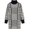 Girl Houndstooth Knit Dress, Black - Dresses - 1 - thumbnail