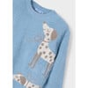 Girl Intarsia Puppy Sweater, Blue - Sweaters - 2 - thumbnail