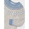 Girl Jacquard Border Sweater, White - Sweaters - 2