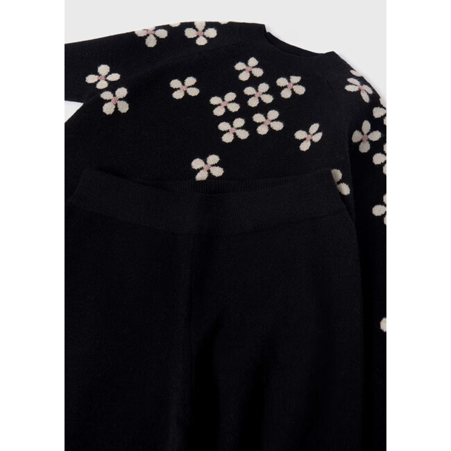 Girl Knit Sweater and Pants Set, Black - Mixed Apparel Set - 2