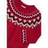 Girl Jacquard Border Sweater, Red - Sweaters - 2