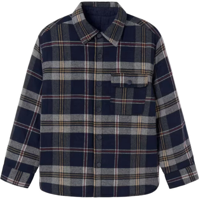 Boy Reversible Quilted Overshirt, Navy
