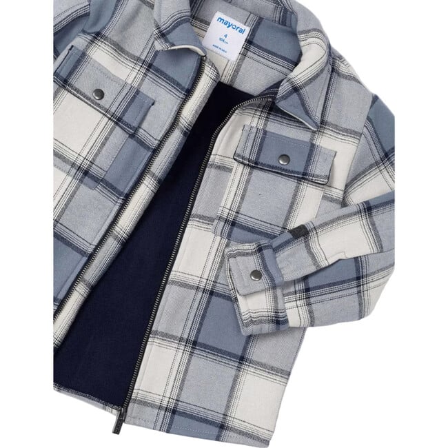 Boy Plaid Jacket, Blue - Jackets - 2