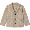 Boy Knit Lapel Collar Cardigan, Beige - Cardigans - 1 - thumbnail